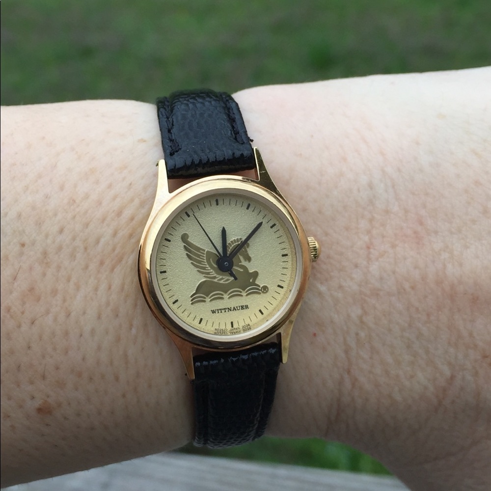 Wittnauer Pegasus black genuine leather watch